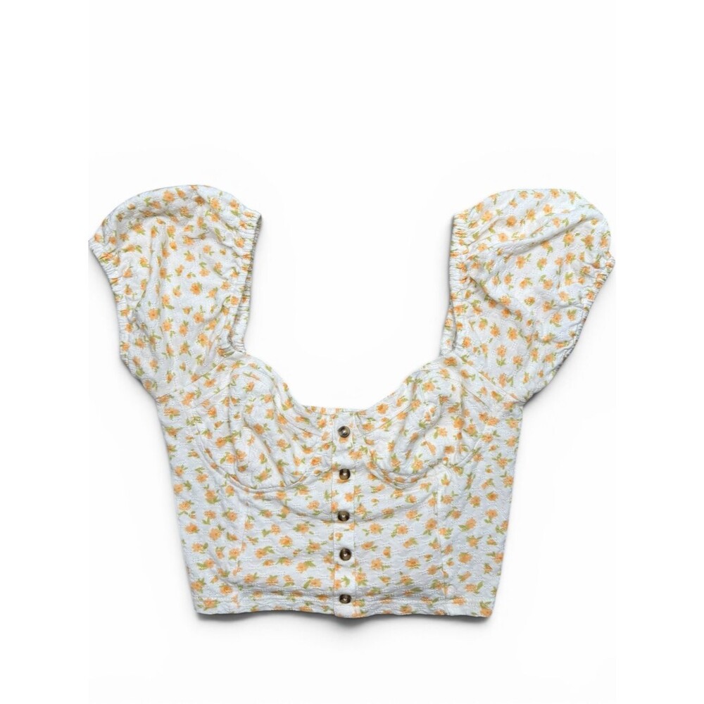 Billabong Floral Puff Sleeve Crop Top